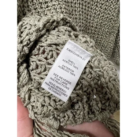 Altar’d State NWT $70 Women’s Loose Knit Fringe Sweater Olive Green Size XS - Picture 6 of 6